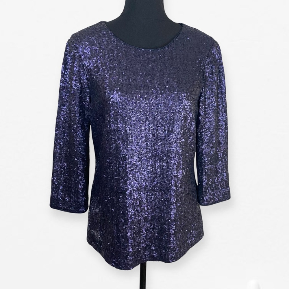 Boden Emmy Elegant Chic Sparkly Purple Sequin Blouse Top 6